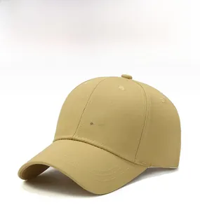 Detail of khaki cotton baseball cap showing white Always embroidery and twill texture