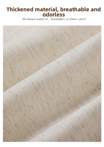 Close-up of thickened breathable beige linen fabric with high-density weave texture
