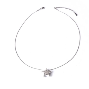 Sleek silver star pendant necklace in polished stainless steel with fine cable chain