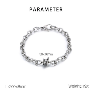 Detailed technical parameter diagram showing dimensions of the silver thorn knot bracelet