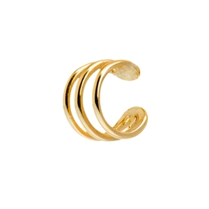 Minimalist 18k gold triple layered ear cuff with sleek open ring design for women