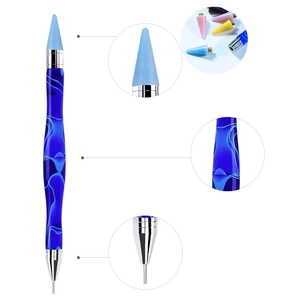 Outil à ongles en acrylique marbré à double embout avec pointe silicone et stylo bille
