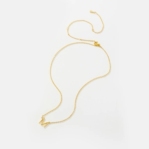Minimalist S925 sterling silver gold plated necklace with M letter pendant and zircon