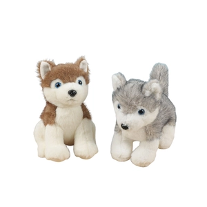 Plush husky dog stuffed animals in grey and brown colors for kids gift