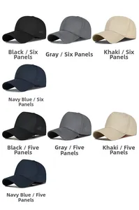 Breathable mesh baseball caps shown in 5-panel and 6-panel designs across multiple colors