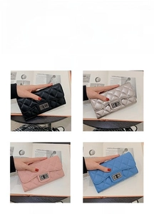 Quilted long wallet for women showing internal card slots and multi-color options