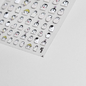 Autocollants nail art japonais en relief avec divers motifs de pingouins mignons et variés