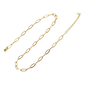 Collar de cadena de clip en acero inoxidable chapado en oro de 18K con cierre de langosta