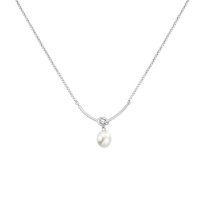 Elegant S925 sterling silver necklace with a minimalist knot and white freshwater pearl