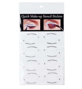 Detailed view of quick eyeshadow stencil stickers with clear L and R markings