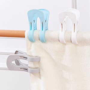 Strong windproof plastic quilt clips in blue and white for heavy laundry drying