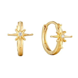 Elegant gold S925 sterling silver star earrings featuring sparkling zircon stone inlay