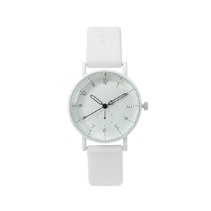 Minimalist white silicone quartz watch with sleek numeral dial and modern three-hand design