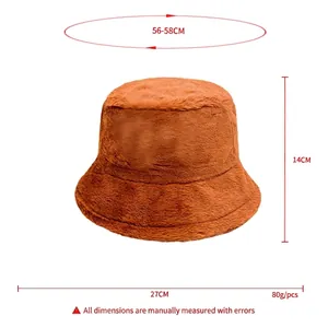Cappello a secchiello invernale in pelliccia di coniglio sintetica calda color caramello