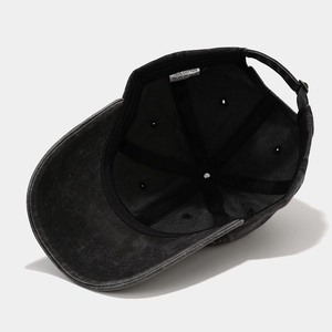 Casquette de baseball vintage en coton délavé anthracite avec structure réglable à 6 panneaux