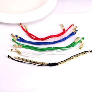 Handmade Braided Rope Bracelet Gold Alloy Beads Adjustable Sliding Knot Minimalist Jewelry For Women Men
