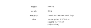 Specifications for model A417-8 adjustable titanium steel ring with enamel drip design