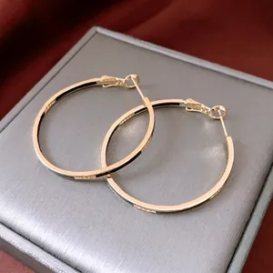 Elegant 14k gold plated hoop earrings with micro-pave zirconia on a gray velvet box
