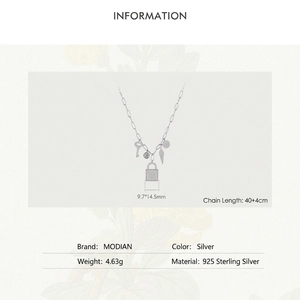 S925 sterling silver lock and key necklace with zircons and adjustable paperclip chain