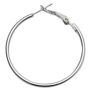 Minimalist silver large hoop earring in polished stainless steel for daily wear