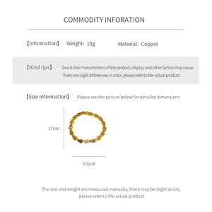 Detailed size chart for the gold calabash clasp bracelet showing 17cm length and 0.6cm width