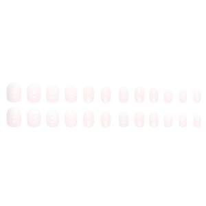 Short pink shimmering press-on nails with fine aurora glitter finish and 24 pieces set