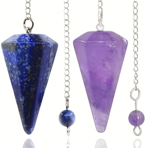 Péndulo Colgante Cristal Natural Cono Hexagonal Gema Puntiaguda Adivinación Reiki Piedra Curativa Cadena De Aleación