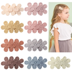 Barrettes à Cheveux Tournesol Brodées à la Main Enfants Filles Pinces BB en Tissu Fleur Accessoires pour Cheveux