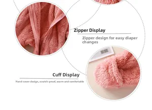 Details eines Baby-Stramplers mit Handschuh-Bündchen und sicherem Reißverschluss-Design