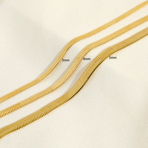 Classic 18k gold plated stainless steel snake chain anklets in 3mm, 4mm, and 5mm widths