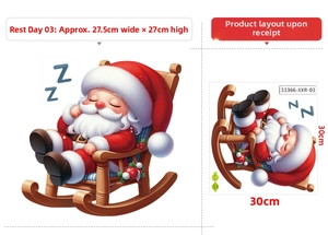 Detailed sheet view of Santa sleeping in rocking chair wall sticker for holiday decor