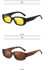Retro rectangular sunglasses with black yellow and tortoiseshell frames in 45-degree view