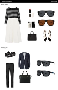 Mens polarized sunglasses styled with a formal striped suit for a classic gentleman look