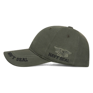 Adjustable Navy Seal tactical baseball cap in olive green camouflage with embroidery