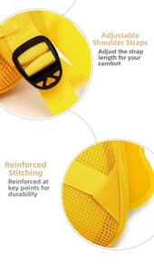 Detail of adjustable straps and reinforced stitching on toddler bee backpack