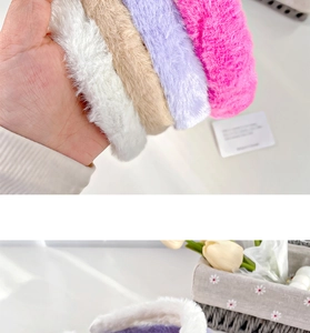 Plush faux rabbit fur headbands in white, beige, light purple, and pink candy colors