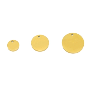 Three sizes of 18K gold plated stainless steel round pendant charms for DIY jewelry making