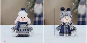 Detailed size specifications for blue fabric plush snowman dolls with height of 20cm