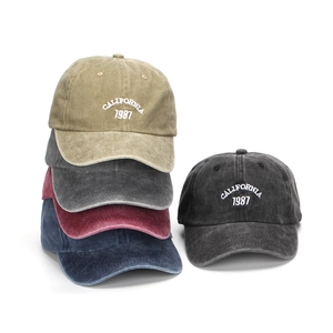 Cappelli da baseball vintage in cotone lavato con ricamo California 1987 in vari colori