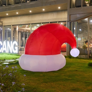 Large inflatable light-up Christmas hat decoration for outdoor commercial holiday displays