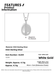 Detailed specifications for S925 sterling silver waterdrop pendant necklace in platinum finish