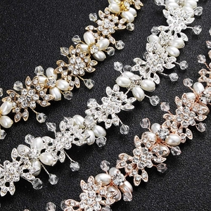 Bandeau de mariée fait main en or, argent et or rose avec cristaux et perles de luxe