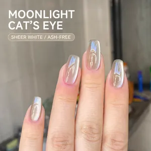 Ceramic Cat Eye Gel Polish Magnetic Nail Art Lacquer Shimmering White Moonlight Effect Professional Manicure Salon Style