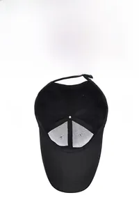 Detail view of the black baseball cap interior showing the breathable cotton sweatband