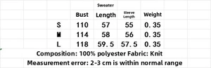 Detaillierte Größentabelle für Damen-Strickpullover mit Leopardenmuster in Zentimetern
