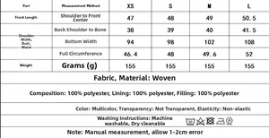 Detailed size guide and fabric specifications for the printed casual round neck cotton vest