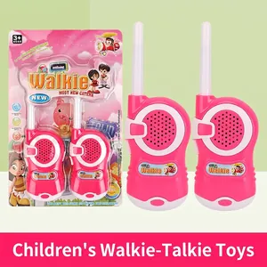 Pink handheld walkie talkie 2-pack for kids with colorful packaging for indoor outdoor play