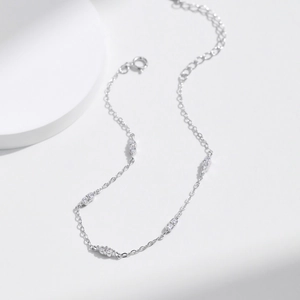 Elegant s925 silver chic bracelet with shimmering clear cubic zirconia on white display