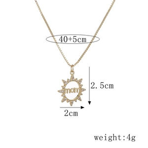 Detailed dimension guide for Mom sunflower pendant necklace with 40+5cm chain length
