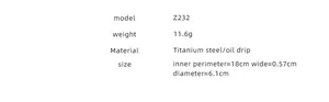 Macro view of titanium steel bangle with macaron oil drip detail and measurements